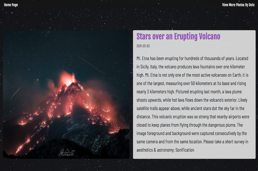 A screenshot of NASA APOD webpage.